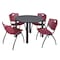 Kee Kee Round Table & Chair Set, Wood, Metal, Plastic Top, Grey TB48RNDGYBPBK47BY - alternate 1